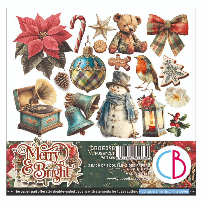 Ciao Bella Paper Merry & Bright 6" x 6" Fussy Cut Pad