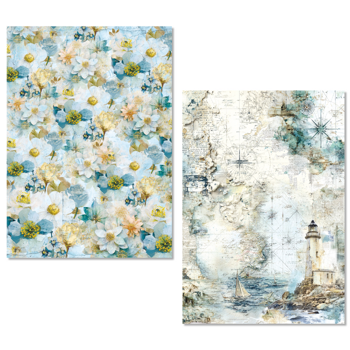 Ciao Bella Paper Edge of the Ocean A5 Mixed Rice Paper 8pc