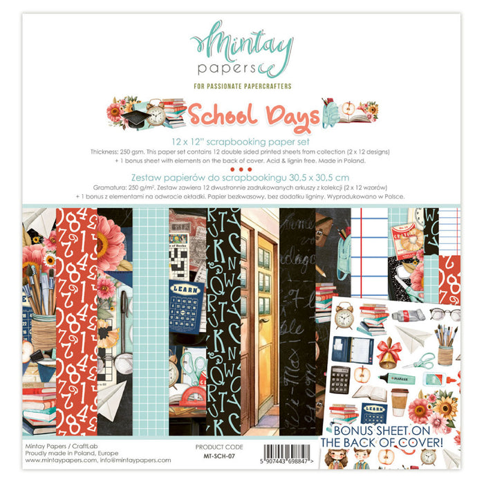 Mintay School Days 12" x"12 Scrapbooking Paper Set