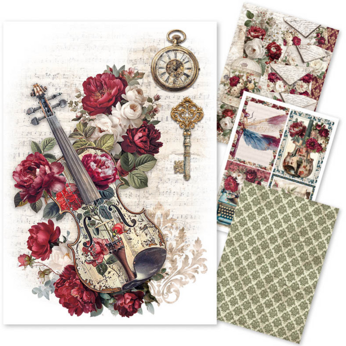 Ciao Bella Paper Bohemian Burgundy A4 Mixed Rice Paper 4pc