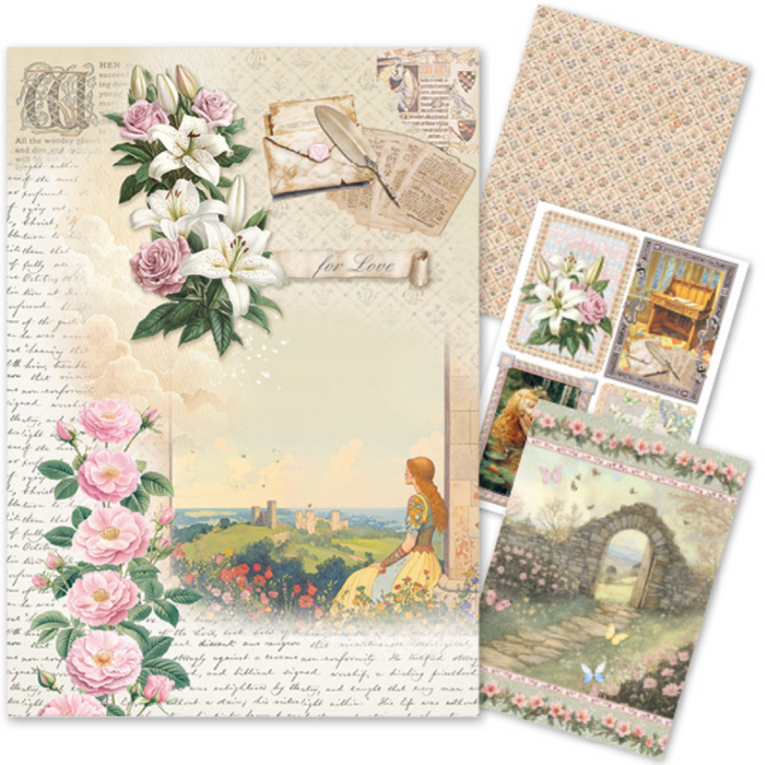 Ciao Bella Paper Courtly Love A4 Mixed Rice Paper 4pc