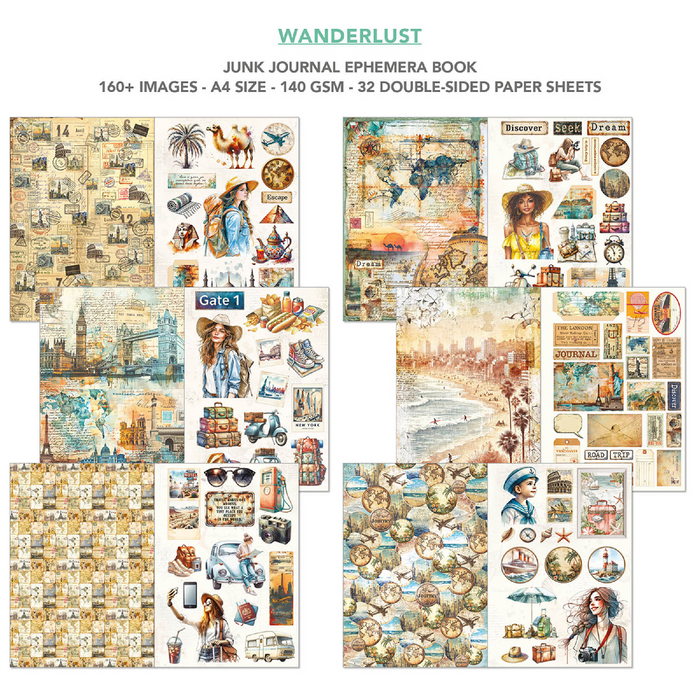Ciao Bella Wanderlust A4 Junk Journal & Ephemera Book