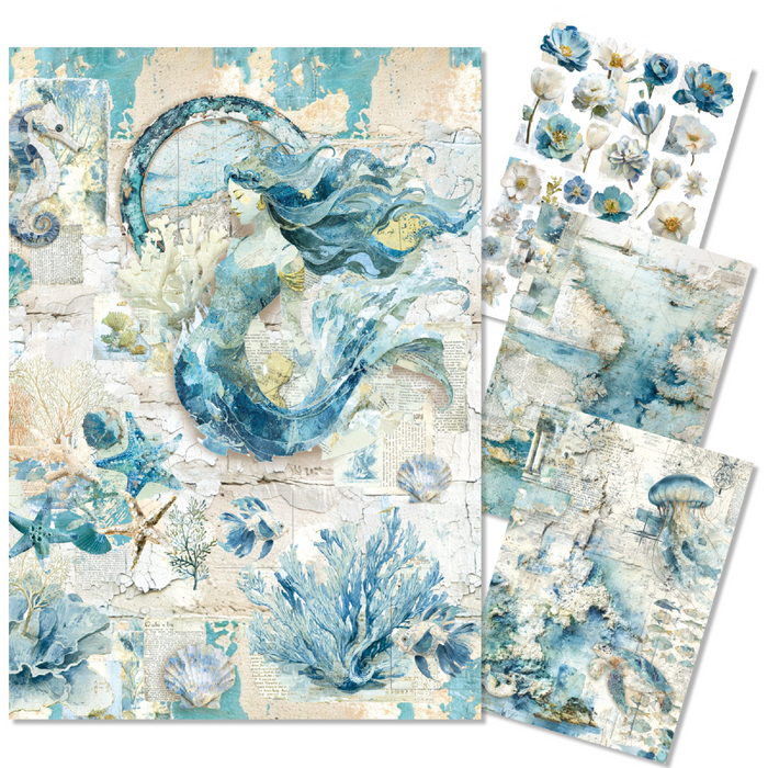 Ciao Bella Paper Edge of the Ocean A4 Mixed Rice Paper Set 4pc