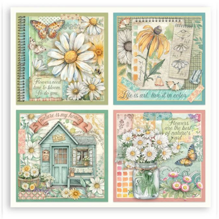 Stamperia Daisy Art 8" x 8" Single Faced Maxi Paper Pad