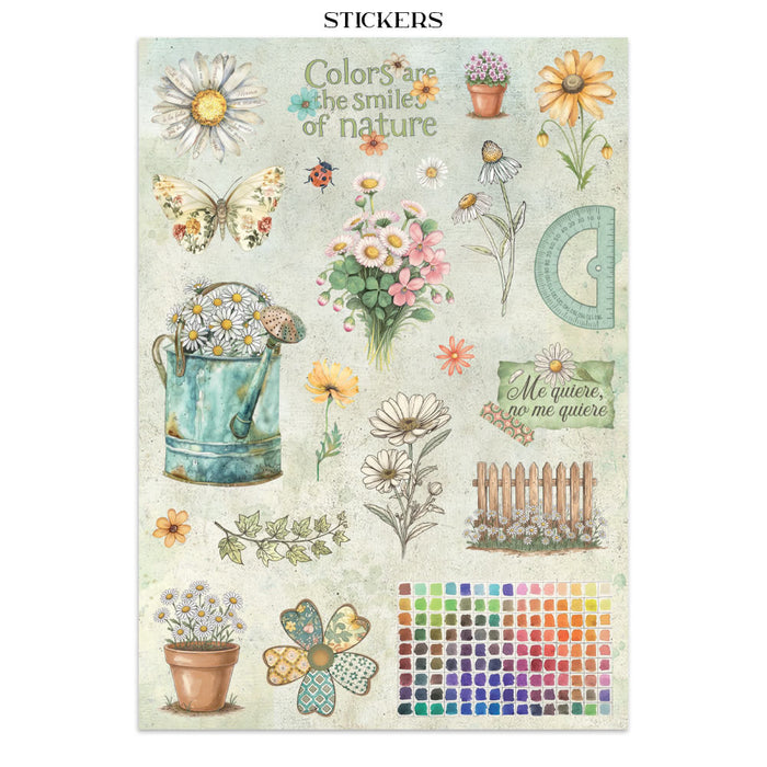 Stamperia Daisy Art Junk Journal Stickers Cut-outs Backgrounds