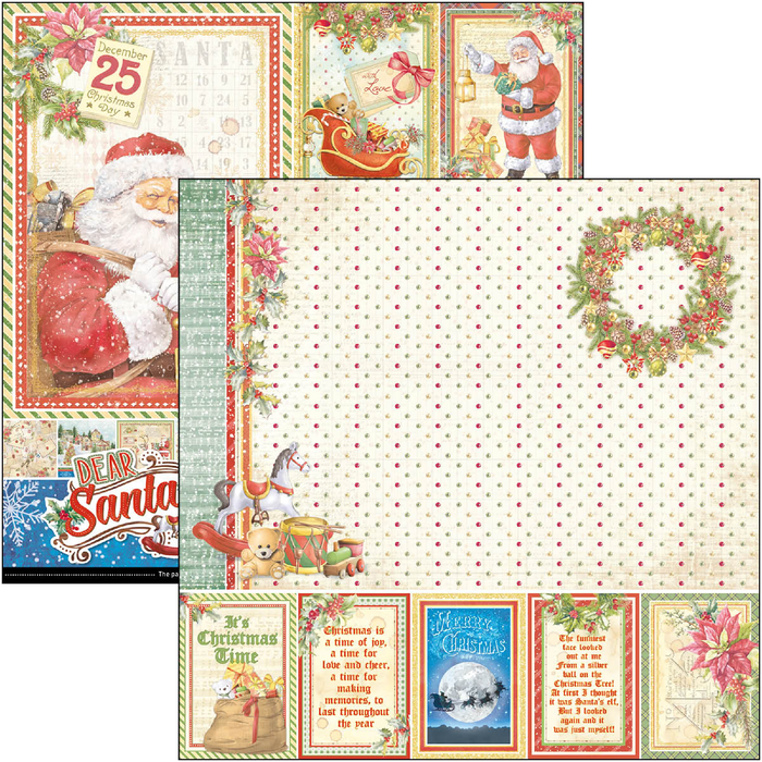 Ciao Bella Dear Santa 12" x 12" Scrapbooking Paper Set