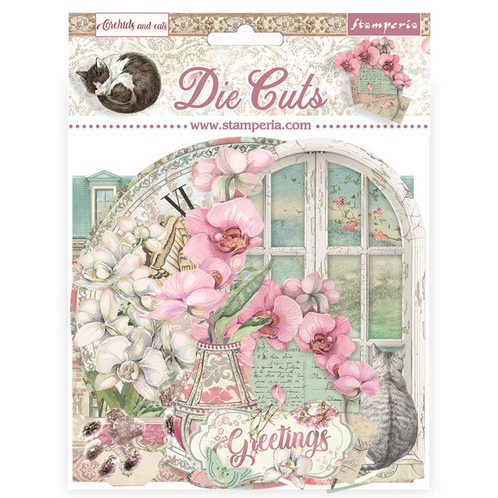 Stamperia Orchids and Cats Assorted Die Cuts