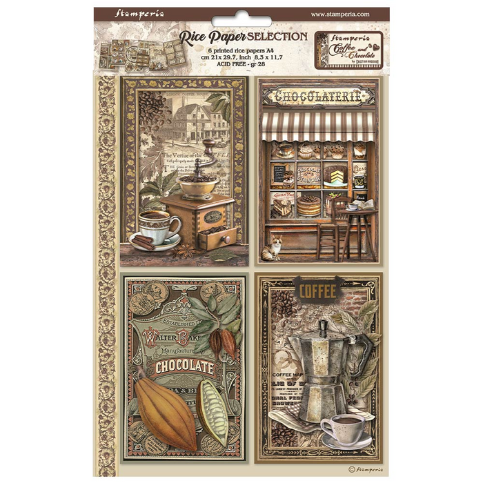 Stamperia Coffee & Chocolate A4 Rice Paper Pack
