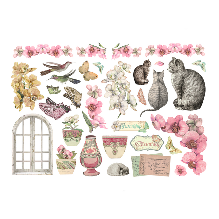 Stamperia Orchids and Cats Ephemera