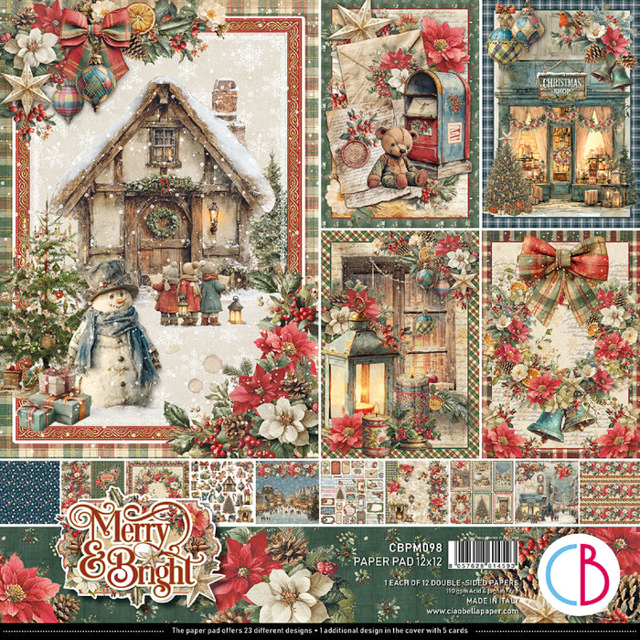 Ciao Bella Paper Merry & Bright 12" x 12" Scrapbooking Paper Set