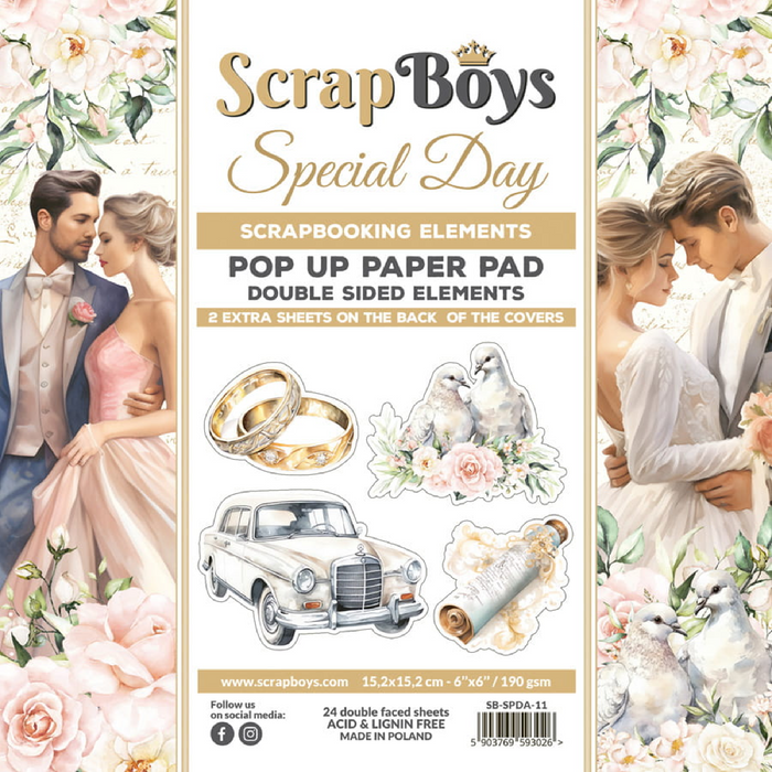 ScrapBoys Special Day 6" x"6 Pop Up Paper Pad