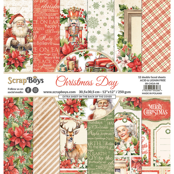 ScrapBoys Christmas Day 12" x"12 Scrapbook Paper Set