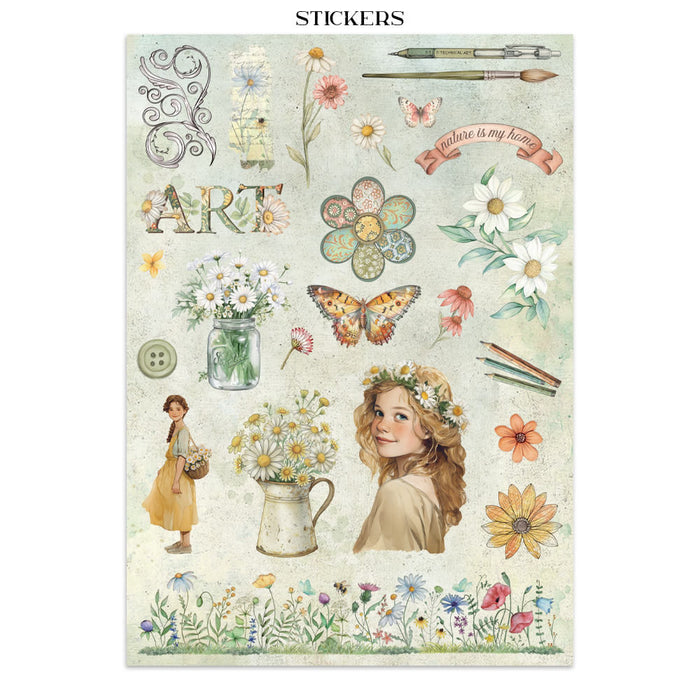 Stamperia Daisy Art Junk Journal Stickers Cut-outs Backgrounds