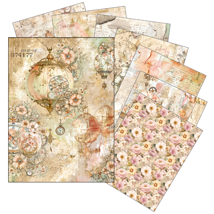 Ciao Bella Paper Lost in Time A5 Mixed Rice Paper 8pc