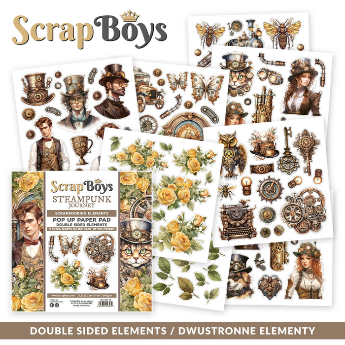 ScrapBoys Steampunk 6" x"6 Pop Up Paper Pad
