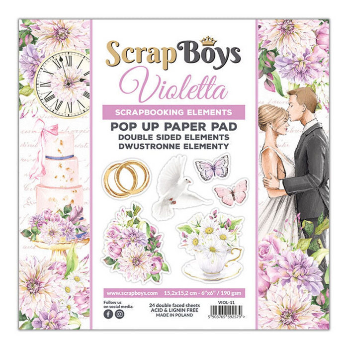ScrapBoys Violetta 6" x"6 Pop Up Paper Pad