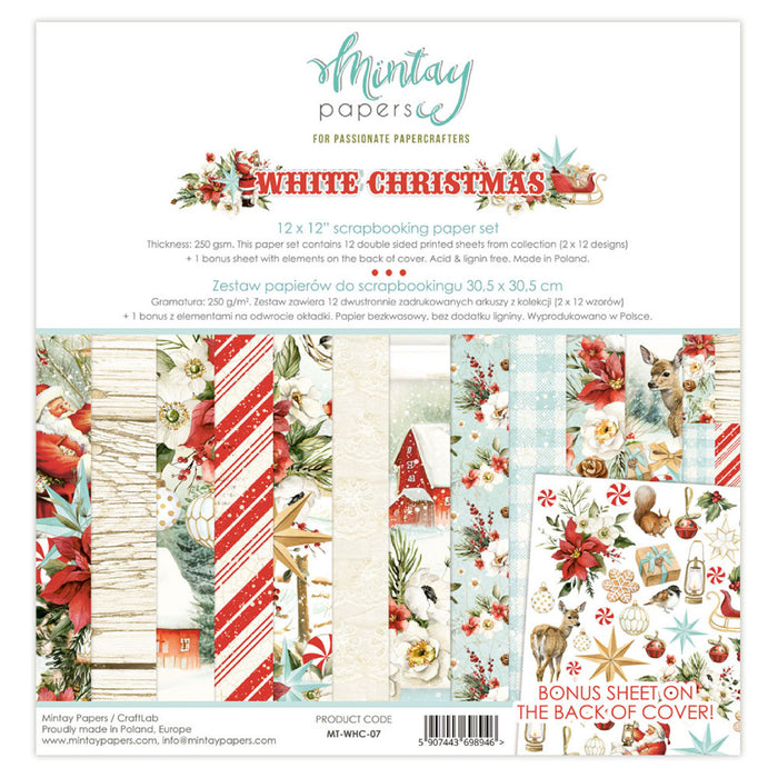 Mintay White Christmas 12" x"12 Scrapbooking Paper Set