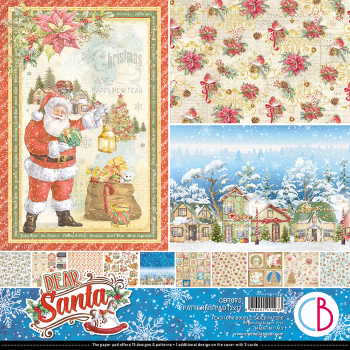 Ciao Bella Dear Santa 12" x 12" Patterns Scrapbooking Paper Set