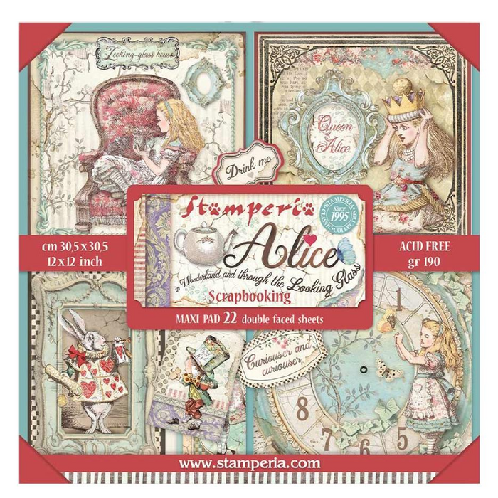 Stamperia Maxi Pad Alice 12" x 12" Double Faced Paper Pad