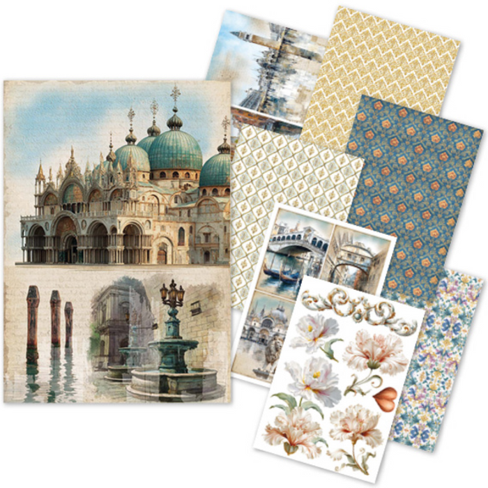 Ciao Bella A Walk In Venice A5 Mixed Rice Paper 8pc