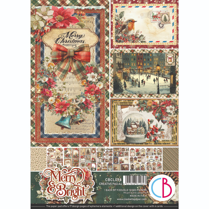 Ciao Bella Paper Merry & Bright A4 Scrapbooking Paper Set