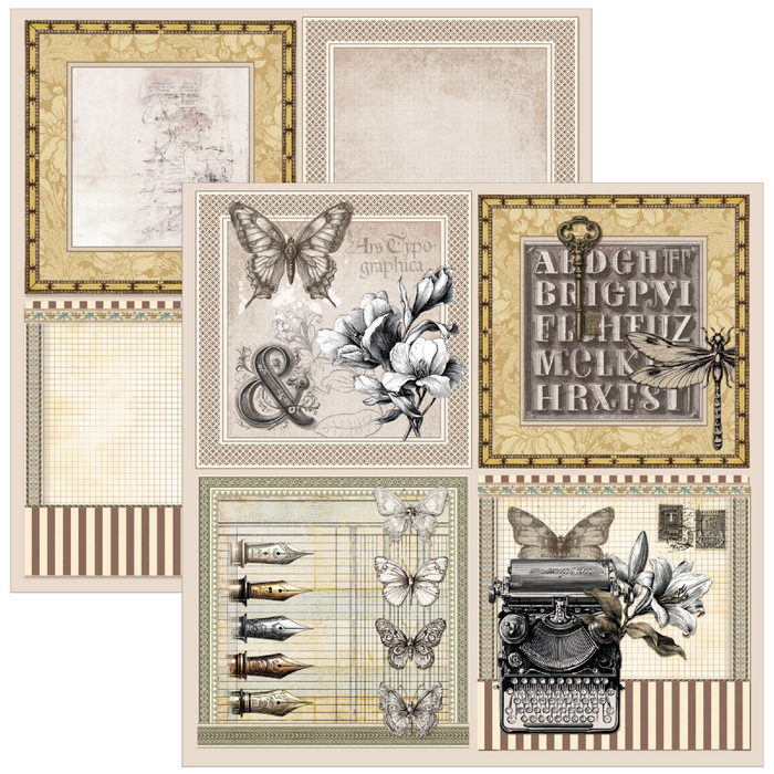 Ciao Bella Typographic 12" x 12" Patterns Scrapbooking Paper Set