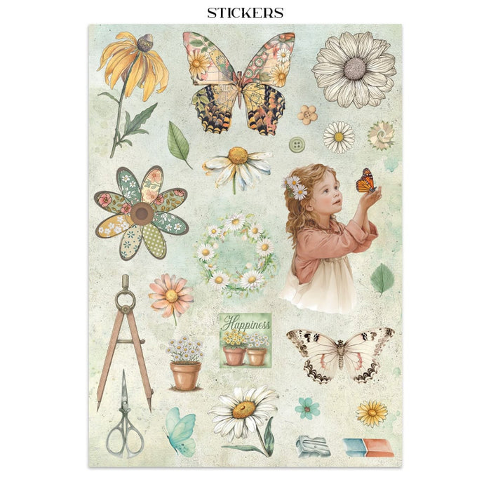 Stamperia Daisy Art Junk Journal Stickers Cut-outs Backgrounds