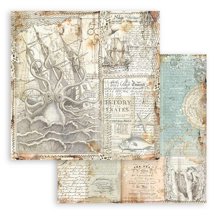 Stamperia Songs Of The Sea 8" x 8" Backgrounds Selection Paper Pad
