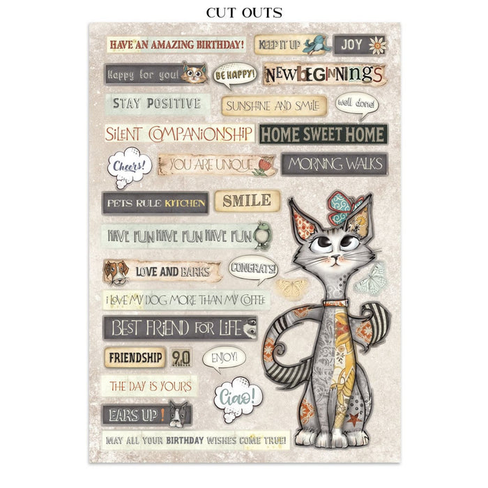 Stamperia Paper Furry Friends Junk Journal Stickers Cut-outs Backgrounds