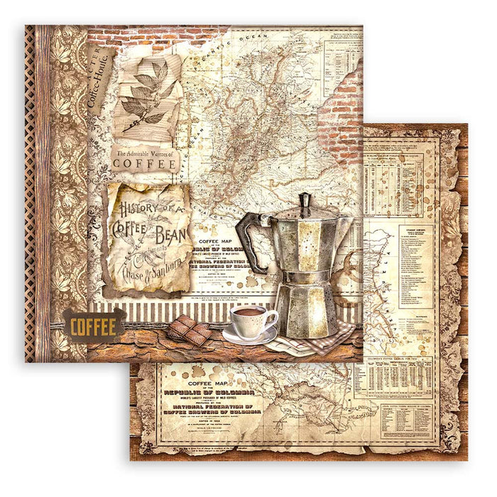 Stamperia Coffee & Chocolate 8" x 8" Scrapbooking Paper Pad