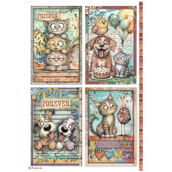 Stamperia Furry Friends 2 A4 Rice Paper Cards