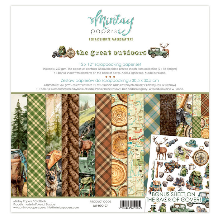 Mintay The Great Outdoors 12" x"12 Scrapbooking Paper Set
