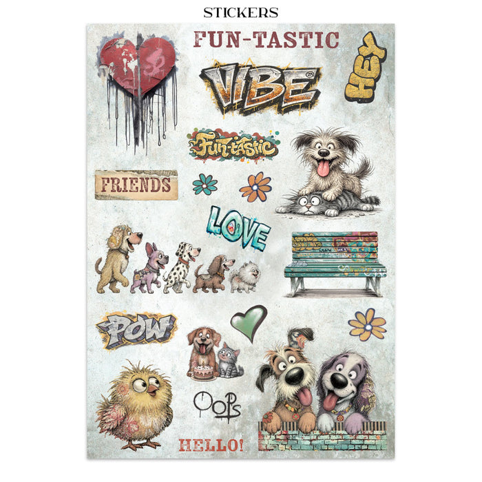 Stamperia Paper Furry Friends 2 Junk Journal Stickers Cut-outs Backgrounds