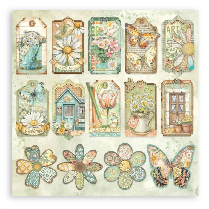 Stamperia Daisy Art 8" x 8" Single Faced Maxi Paper Pad