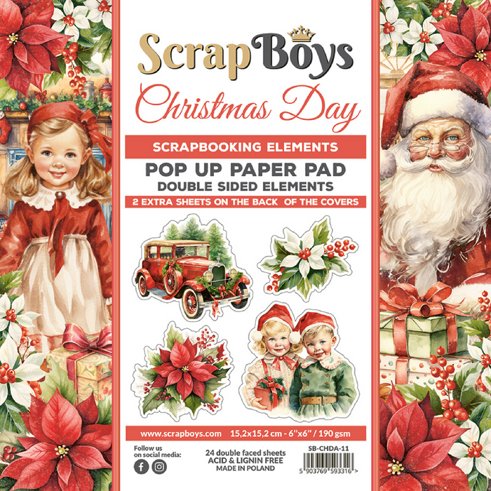 ScrapBoys Christmas Day 6" x"6 Pop Up Paper Pad