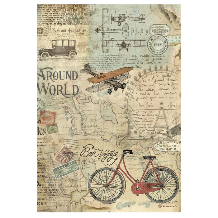 Stamperia Around The World A4 Rice Paper Bicycle