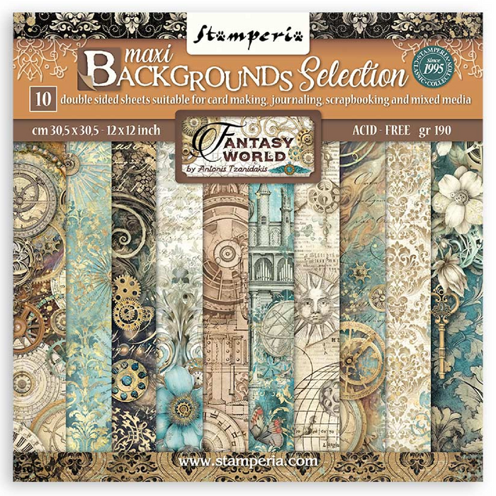 Stamperia Sir Vagabond In Fantasy World 12" x 12" Maxi Backgrounds Selection Paper Pad
