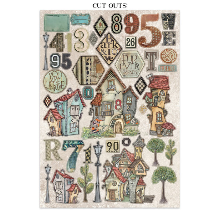 Stamperia Paper Furry Friends Junk Journal Stickers Cut-outs Backgrounds