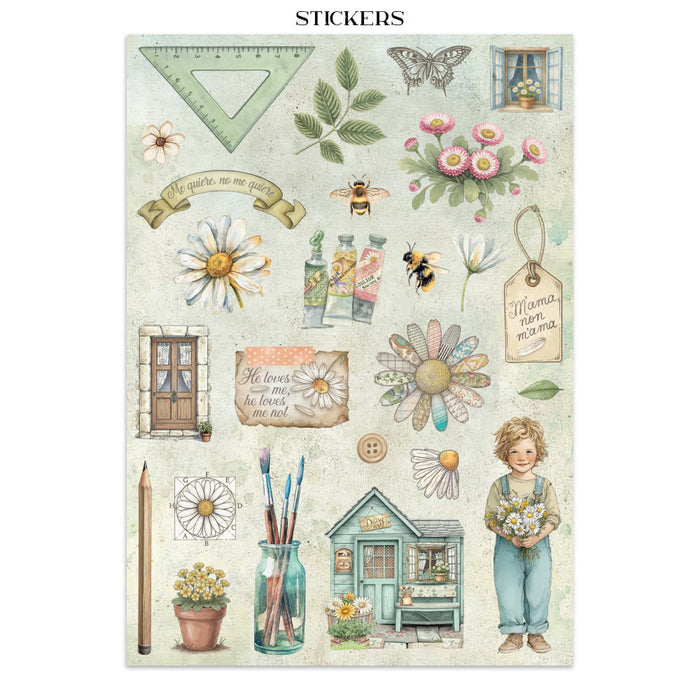 Stamperia Daisy Art Junk Journal Stickers Cut-outs Backgrounds