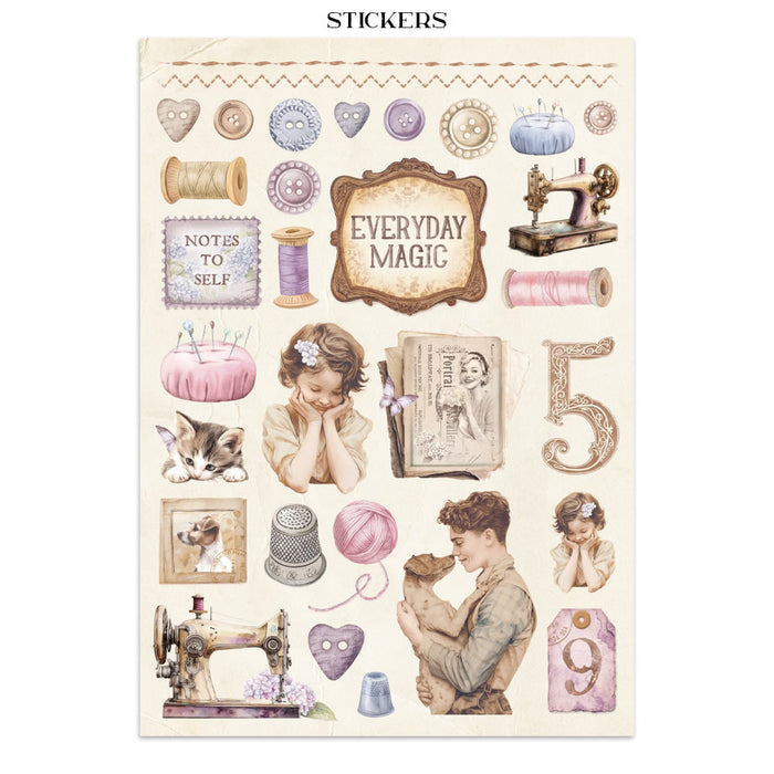 Stamperia Quiet Days Junk Journal Stickers Cut-outs Backgrounds