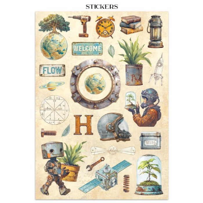 Stamperia A New Beginning Junk Journal Stickers Cut-outs Backgrounds