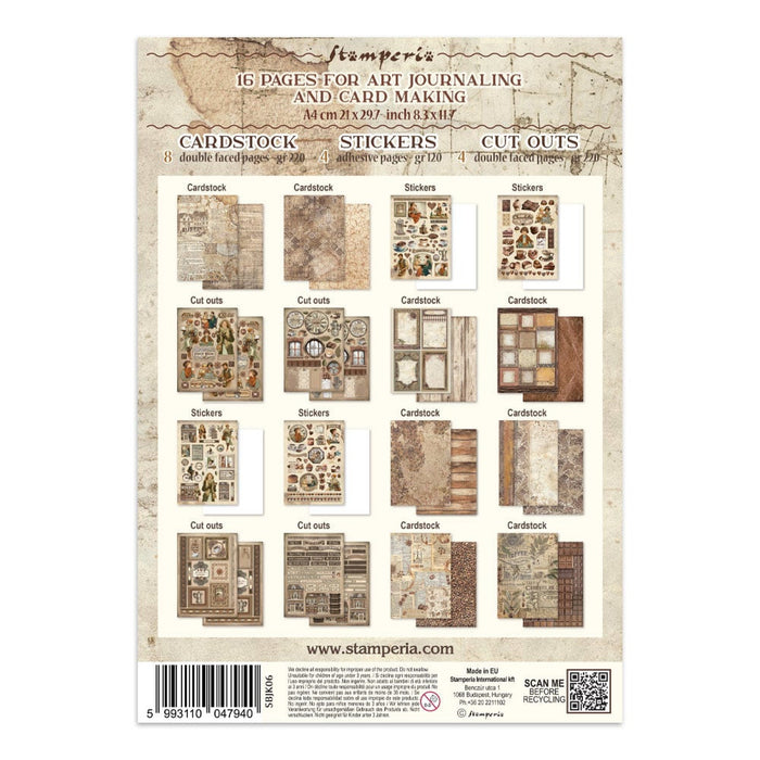 Stamperia Coffee & Chocolate Junk Journal Stickers Cut-outs Backgrounds