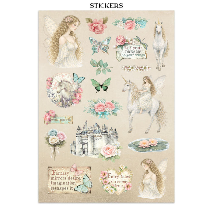 Stamperia Paper Wonderland Junk Journal Stickers Cut-outs Backgrounds