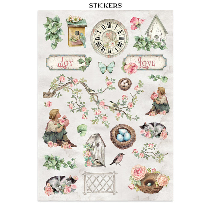 Stamperia House Of Roses Junk Journal Stickers Cut-outs Backgrounds
