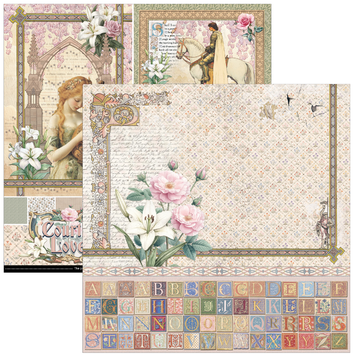 Ciao Bella Paper Courtly Love 12" x 12" Patterns Scrapbooking Paper Set