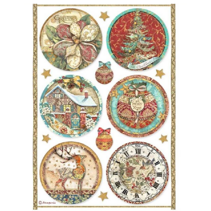 Stamperia Christmas Greetings Art A4 Rice Paper Round