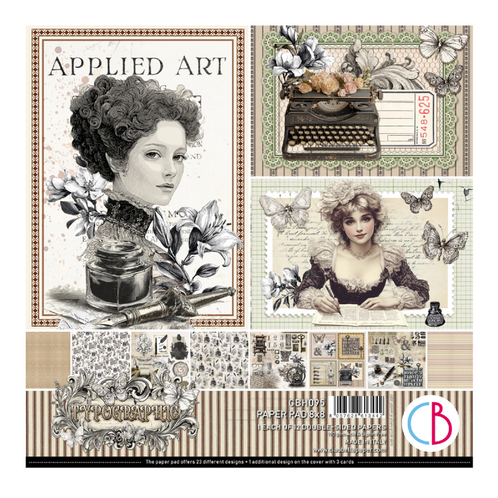 Ciao Bella Typographic 8" x 8" Scrapbooking Paper Set