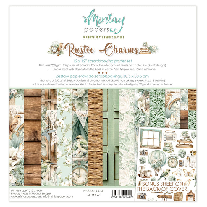 Mintay Rustic Charms 12" x"12 Scrapbooking Paper Set