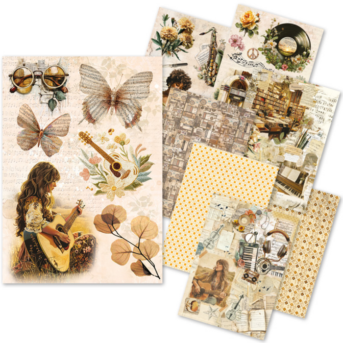Ciao Bella Paper Seventies A5 Mixed Rice Paper 8pc