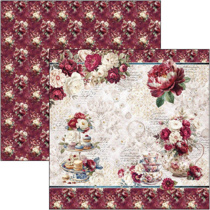 Ciao Bella Paper Bohemian Burgundy 8" x 8" Scrapbooking Paper Set